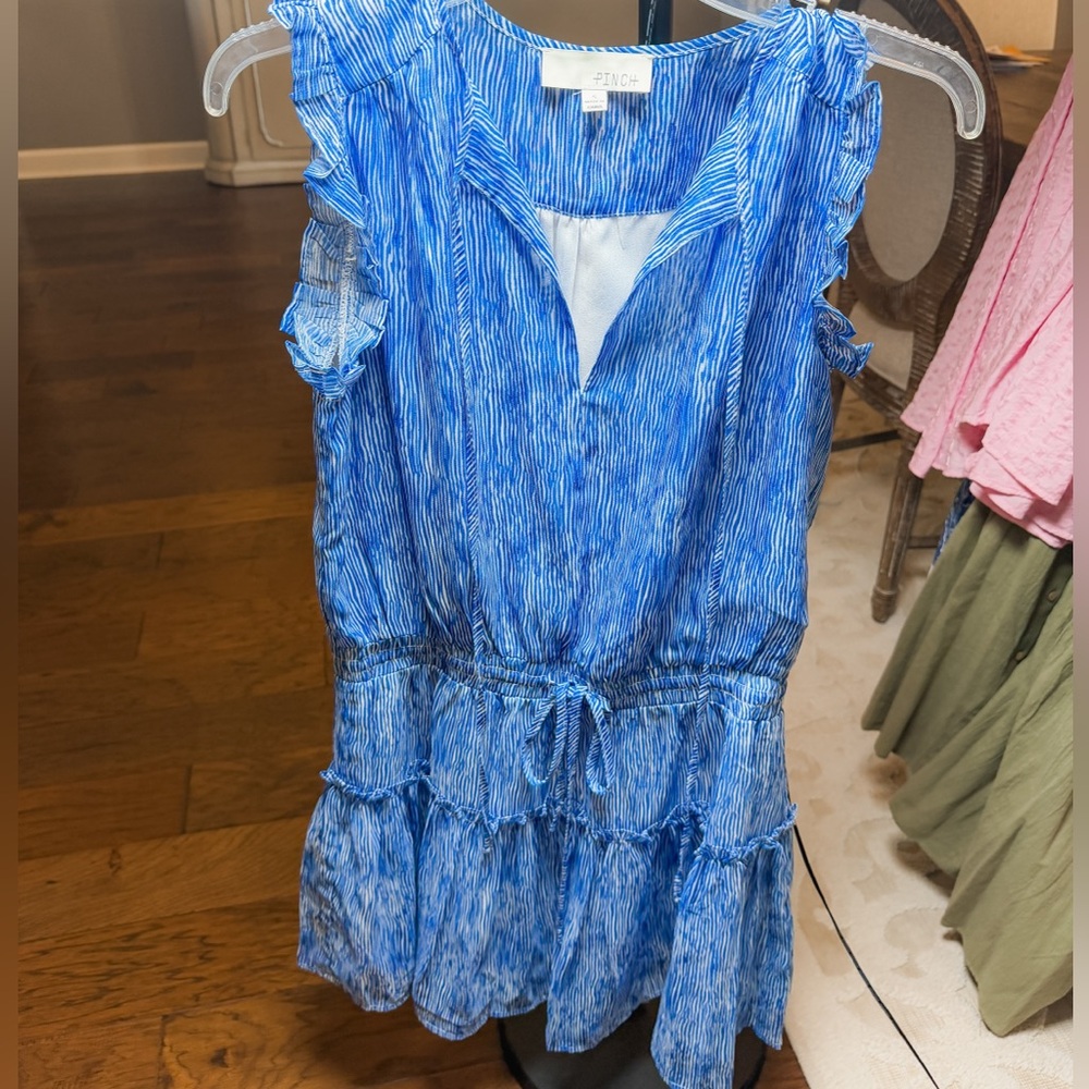 Pinch Blue Ruffle Tiered Sleeveless Dress